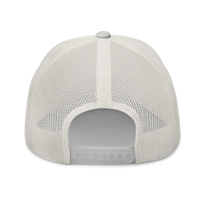 American Eel "Anguilla rostrata" Embroidered Silver Trucker Hat Back Mockup