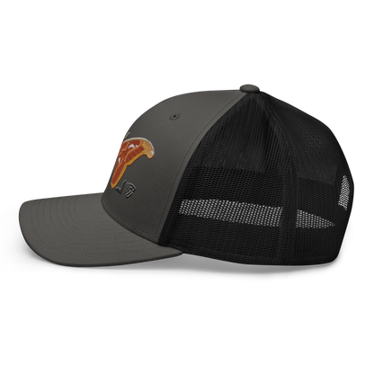 Atlas Moth "Attacus taprobanis" Embroidered Charcoal Grey & Black Trucker Hat Left Mockup