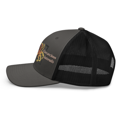 Blackback Land Crab "Gecarcinus lateralis" Embroidered Charcoal Grey & Black Trucker Hat Left Mockup