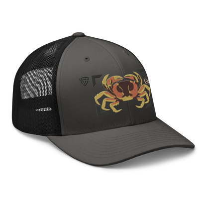 Blackback Land Crab "Gecarcinus lateralis" Embroidered Charcoal Grey & Black Trucker Hat Right Front Mockup