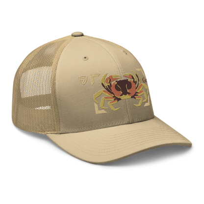 Blackback Land Crab "Gecarcinus lateralis" Embroidered Khaki Trucker Hat Right Front Mockup