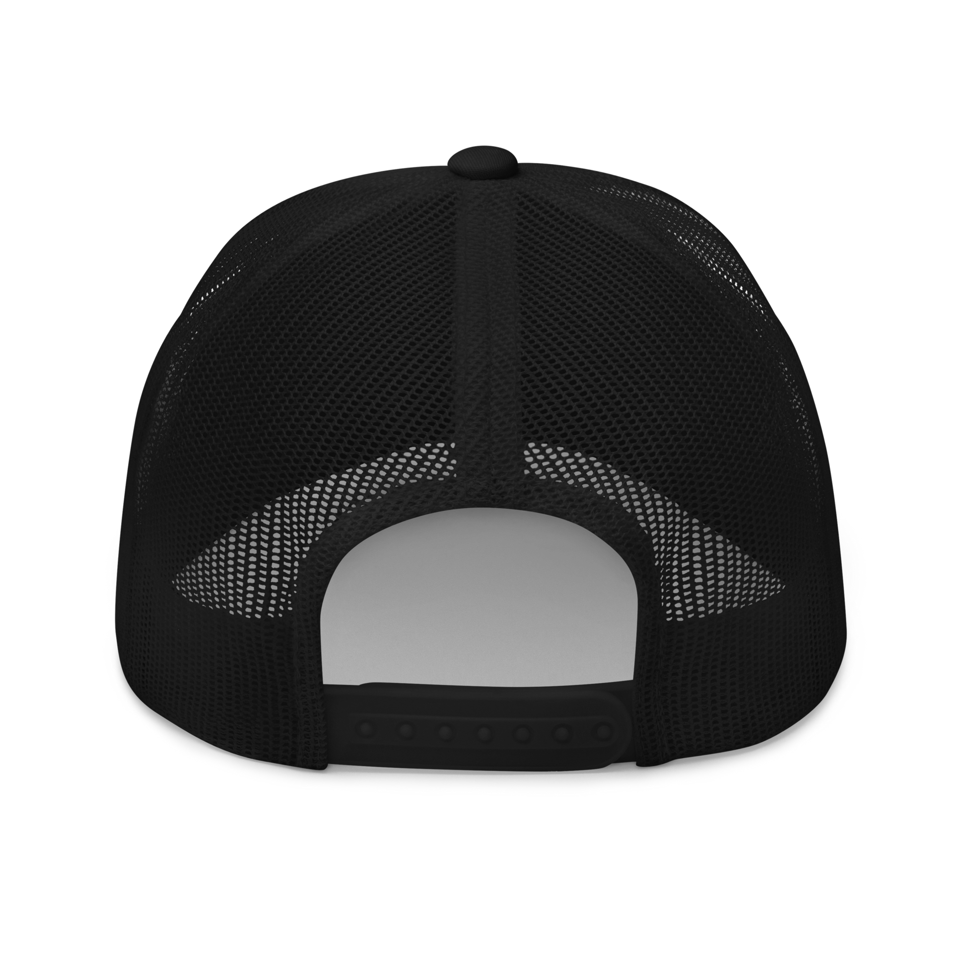 Bontequagga "Equua quagga burchellii" Embroidered Black Trucker Hat Back Mockup