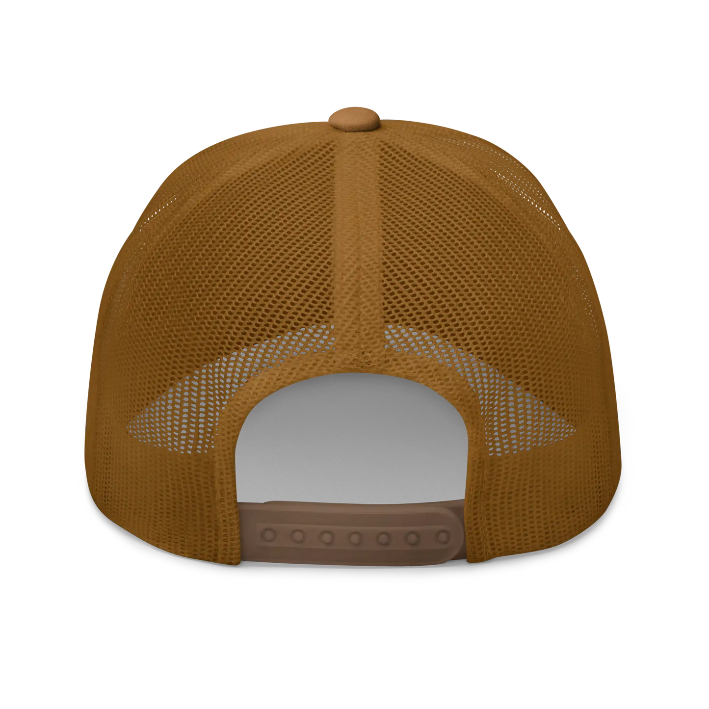 Bontequagga "Equua quagga burchellii" Embroidered Caramel Trucker Hat Back Mockup