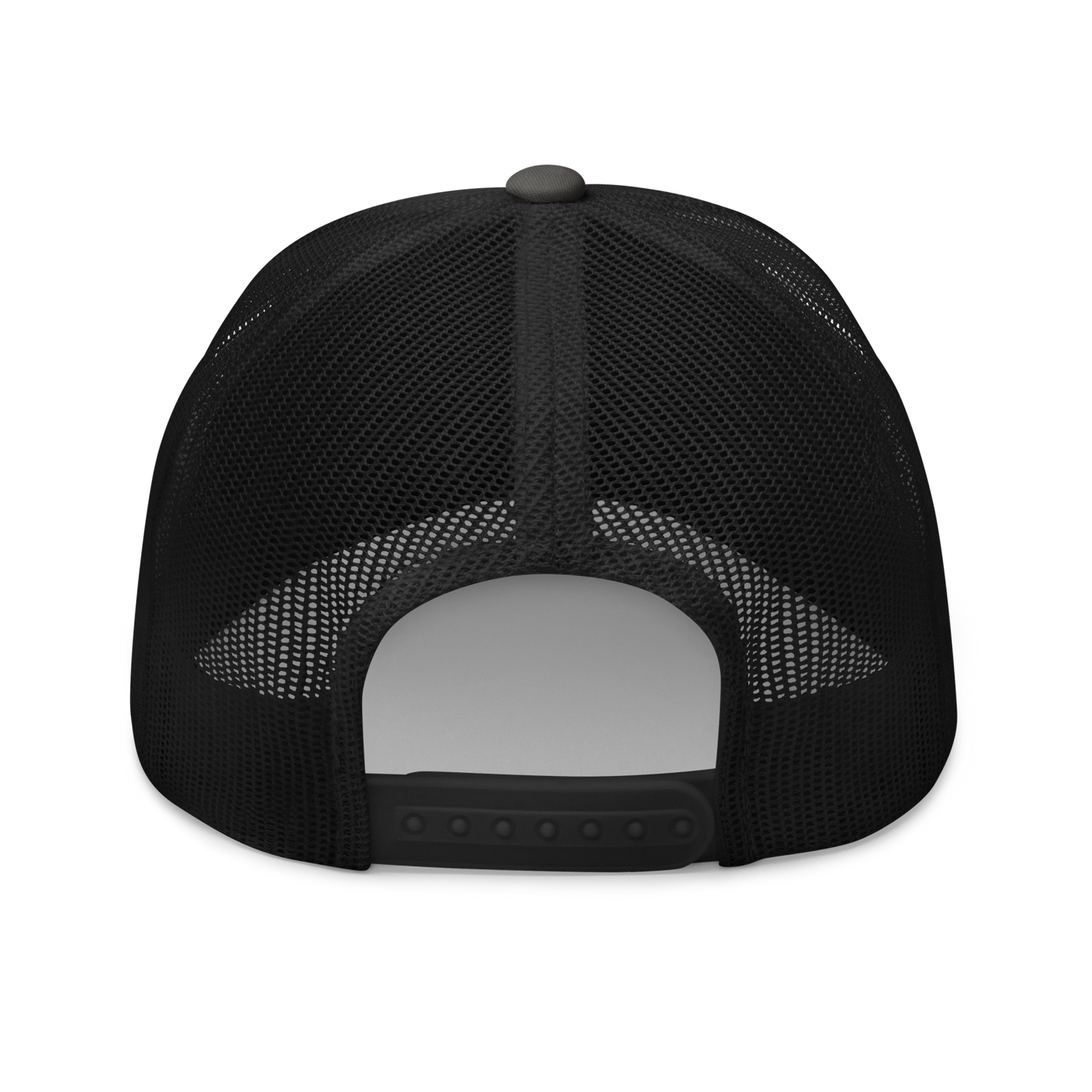 Bontequagga "Equua quagga burchellii" Embroidered Charcoal Grey & Black Trucker Hat Back Mockup