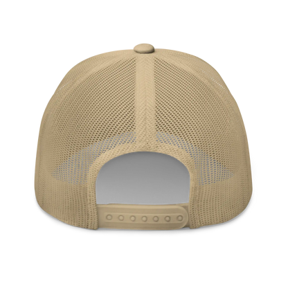 Bontequagga "Equua quagga burchellii" Embroidered Khaki Trucker Hat Back Mockup