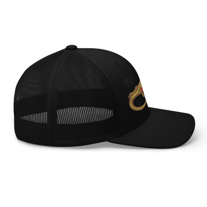 Giant Butterfly Lizard "Leiolepis guttata" Embroidered Black Trucker Hat Right Mockup