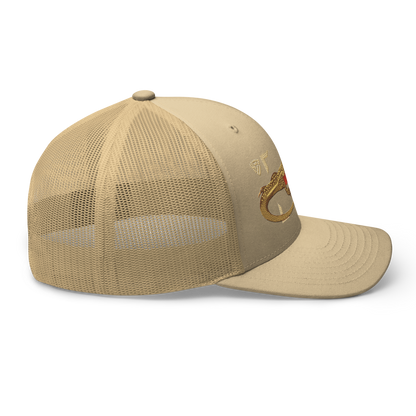 Giant Butterfly Lizard "Leiolepis guttata" Embroidered Khaki Trucker Hat Right Mockup
