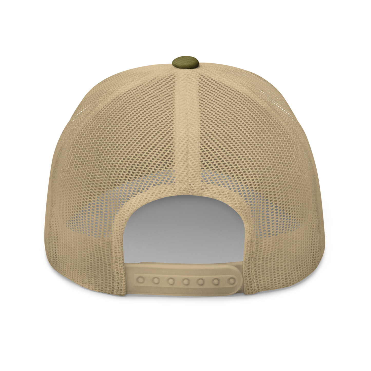 Giant Butterfly Lizard "Leiolepis guttata" Embroidered Moss Green & Khaki Trucker Hat Back Mockup