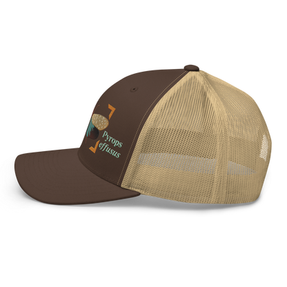 Lanternfly "Pyrops effusa" Embroidered Brown & Khaki Trucker Hat Left Mockup