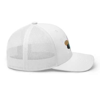 Lanternfly "Pyrops effusa" Embroidered White Trucker Hat Right Mockup